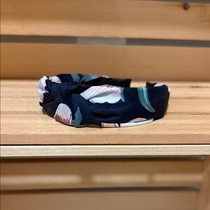 Floral Knot Headband - Navy and Pink